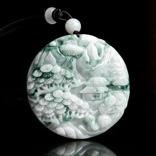 Wear FengShui Mountain Landscape Jade Abundance String Necklace