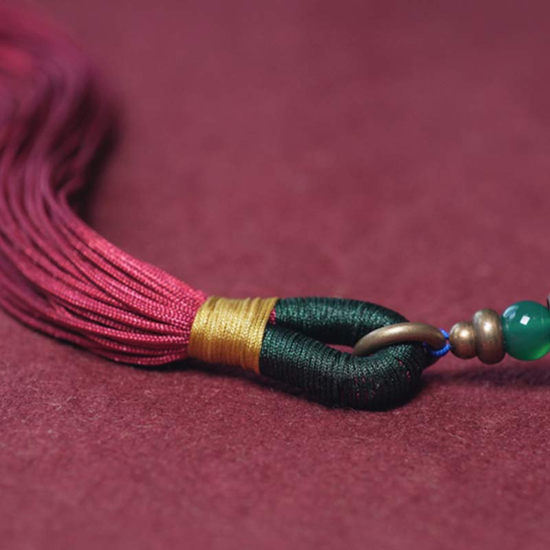 Wear FengShui 108 Mala Beads Bodhi Seed Dzi Bead Peace Tassel Bracelet