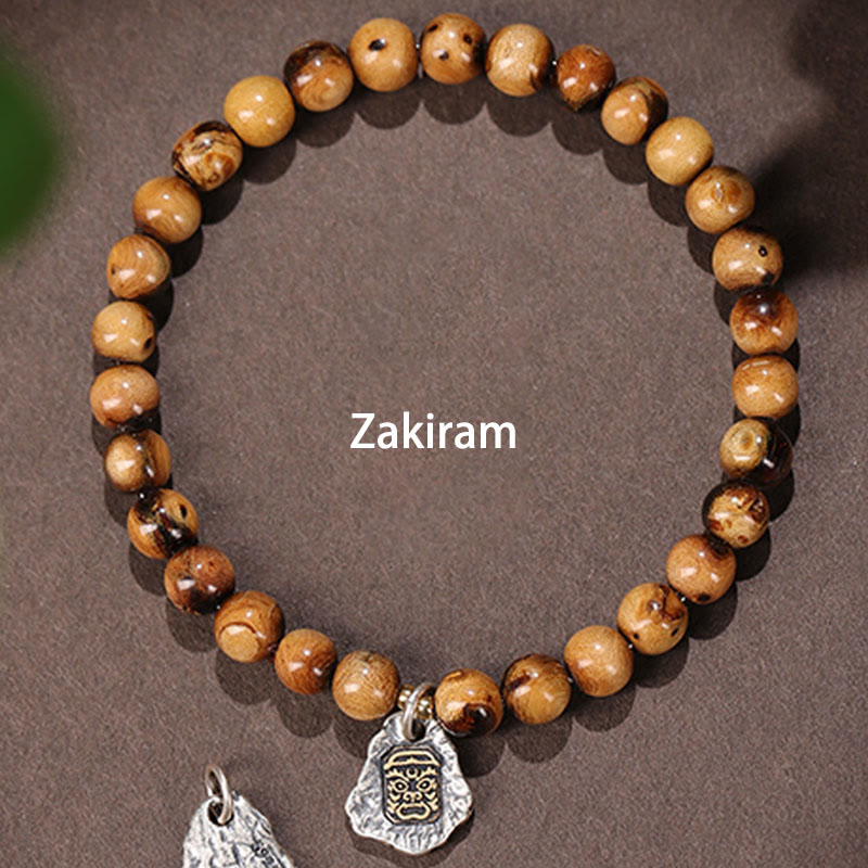 Wear FengShui 925 Sterling Silver Natural Golden Sea Willow Zakiram Goddess of Wealth Lucky fortune Fu Character Success Bracelet