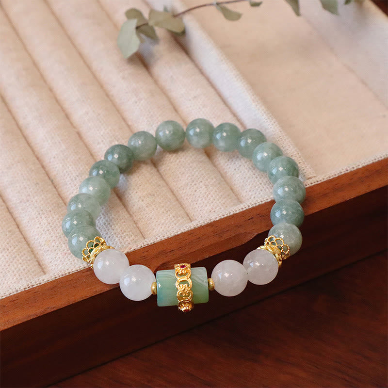 Wear FengShui Single Double Layer Jade Peace Buckle Luck Bracelet