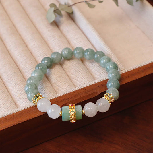 Wear FengShui Single Double Layer Jade Peace Buckle Luck Bracelet