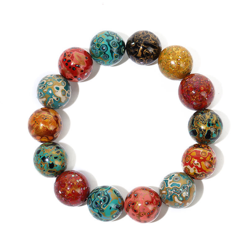 Wear FengShui Natural Multicolored Lacquer Beads Calm Bracelet
