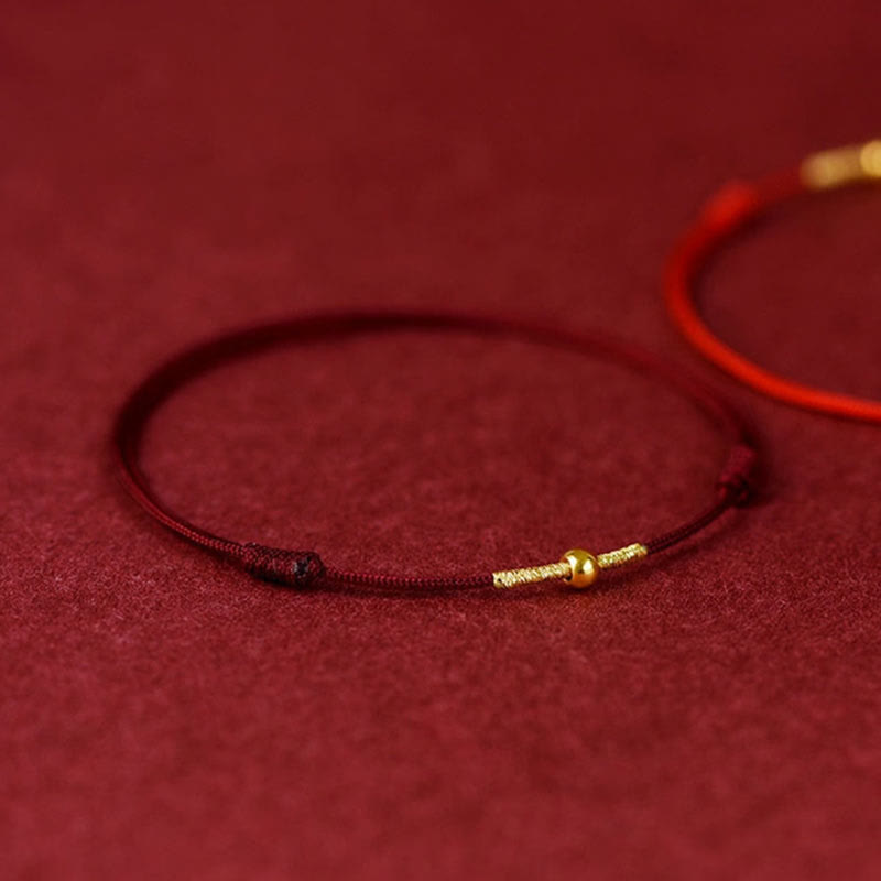 Wear FengShui 925 Sterling Silver Golden Bead Protection Braided Rope Bracelet Anklet