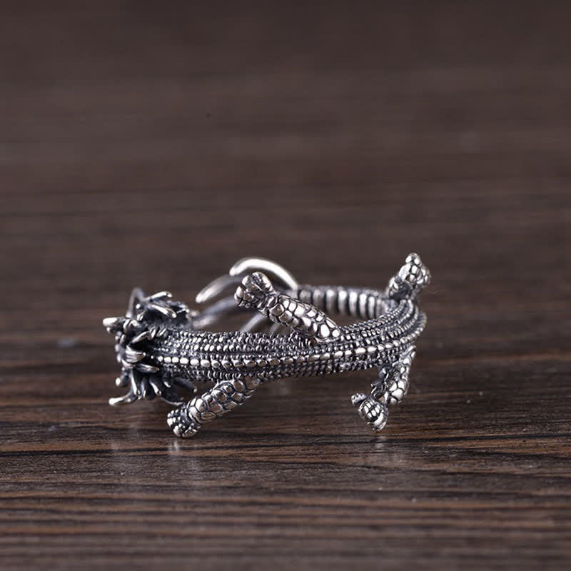 Wear FengShui 925 Sterling Silver Dragon Luck Protection Ring