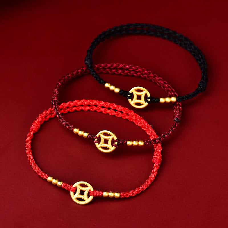 Wear FengShui Copper Coin Strength Braided String Bracelet Anklet