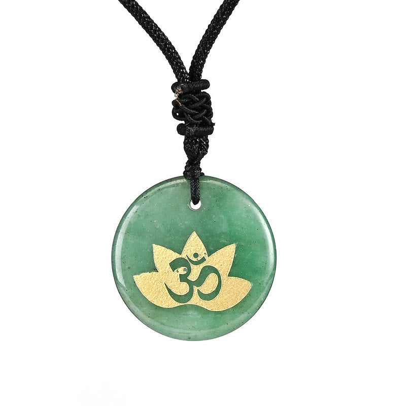 Wear FengShui OM Lotus Symbol Various Crystal Amethyst Tiger Eye Healing Necklace Pendant