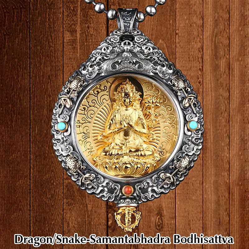 Wear FengShui Chinese Zodiac Natal Buddha Thangka Nine Palaces Eight Diagrams Wealth Rotatable Necklace Pendant