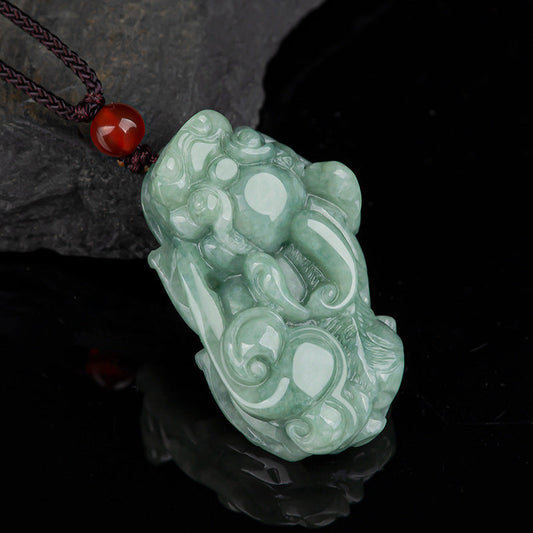 Wear FengShui Jade PiXiu Wealth Luck String Necklace Pendant