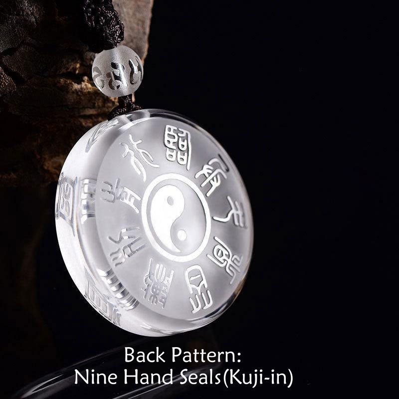 Wear FengShui Taoism Five Sacred Mountains Yin Yang Symbol Liuli Crystal Balance Necklace Pendant Key Chain