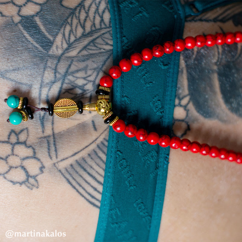 Wear FengShui Tibetan Mala Red Turquoise Lucky Necklace Bracelet