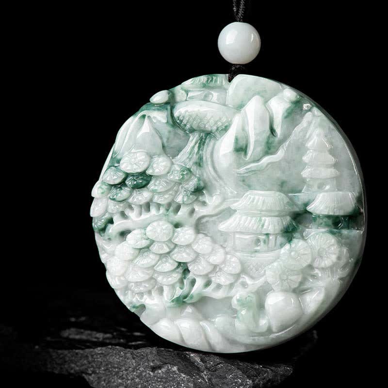Wear FengShui Mountain Landscape Jade Abundance String Necklace