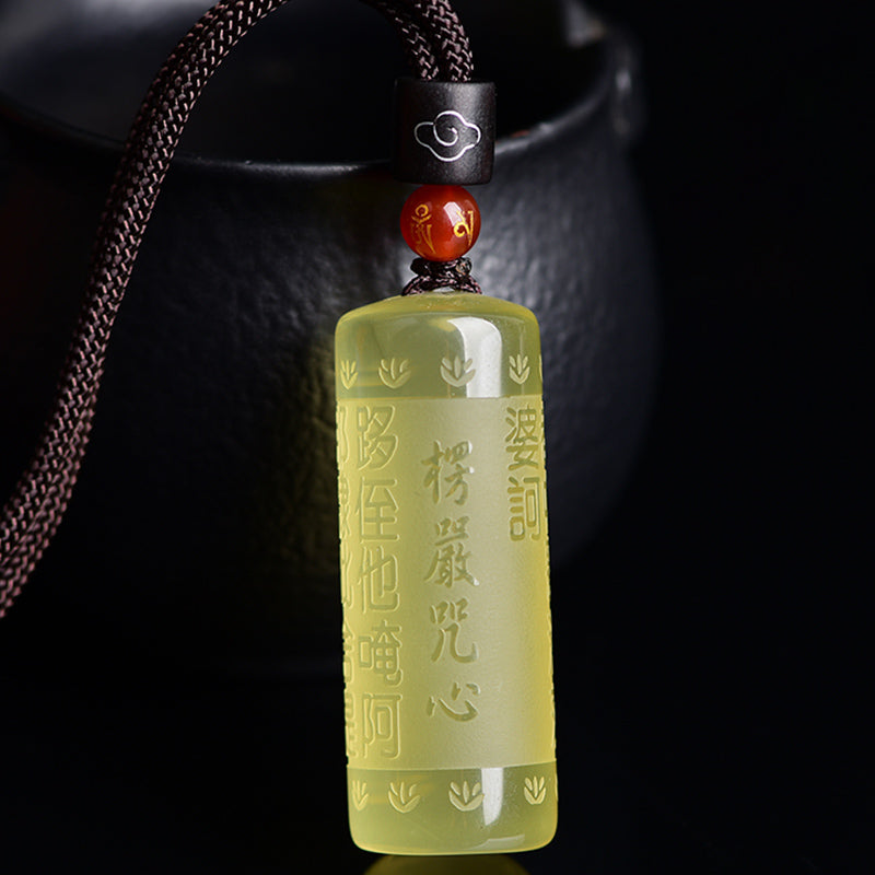 Wear FengShui Heart Sutra Citrine Happiness Strength Necklace Pendant