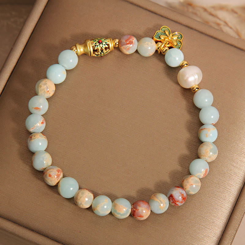Wear FengShui Shoushan Stone Pearl Butterfly Wealth Bracelet