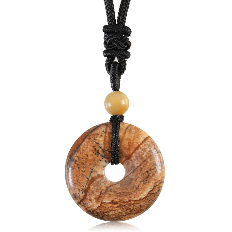 Wear FengShui Lucky Coin Pendant Healing Crystal Gemstone Necklace