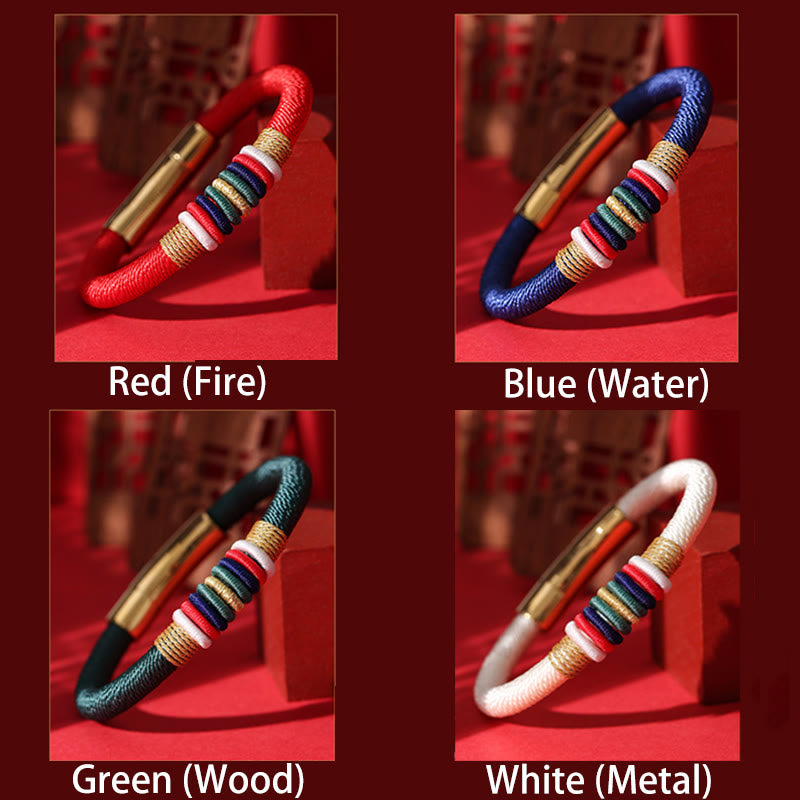 Wear FengShui Tibetan Handmade Colorful King Kong Knot Five Elements Luck Braid String Bracelet