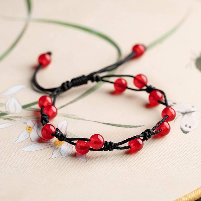 Wear FengShui Red Agate Moss Agate Cinnabar Calm Bracelet