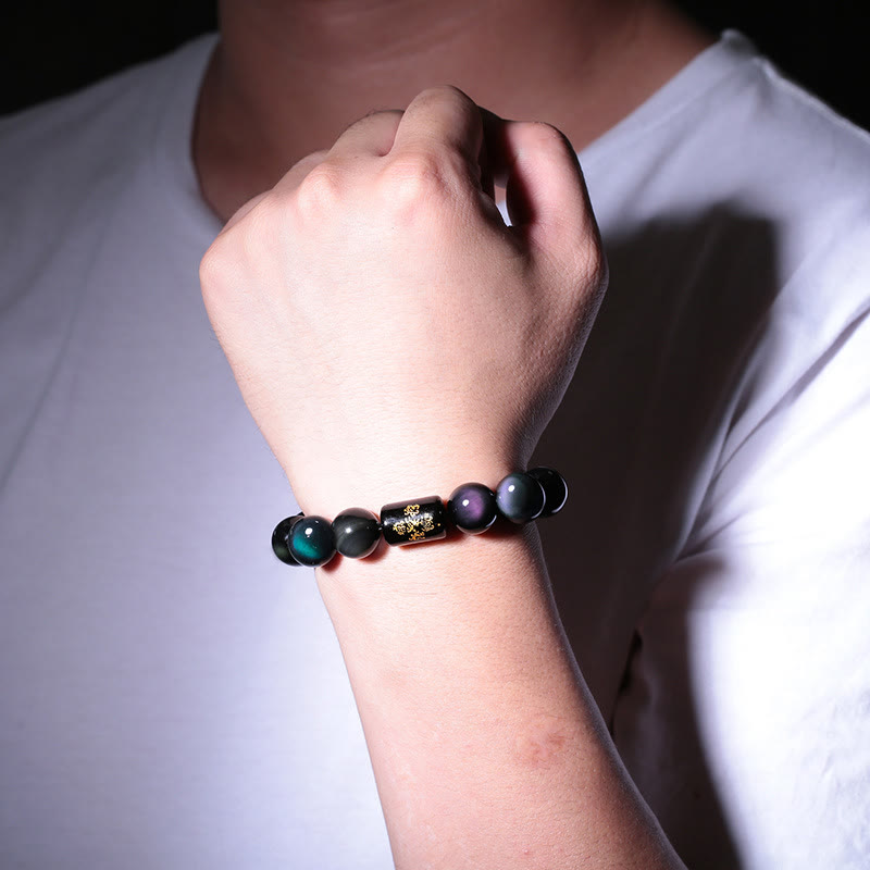 Wear FengShui Natural Rainbow Obsidian Positive Transformation Bracelet