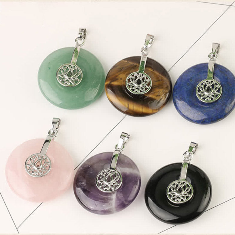 Wear FengShui Various Crystal Amethyst Pink Crystal Lotus Healing Necklace Pendant