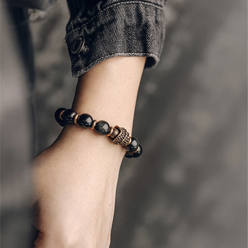 Wear FengShui Rainbow Obsidian Copper Love Healing Bracelet