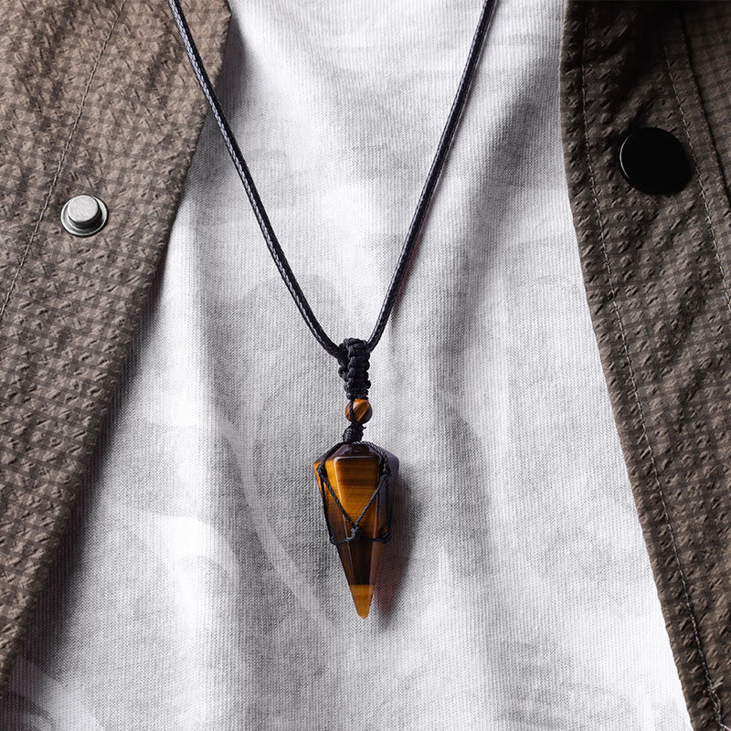 Wear FengShui Natural Stone Pointed Pendant Necklace