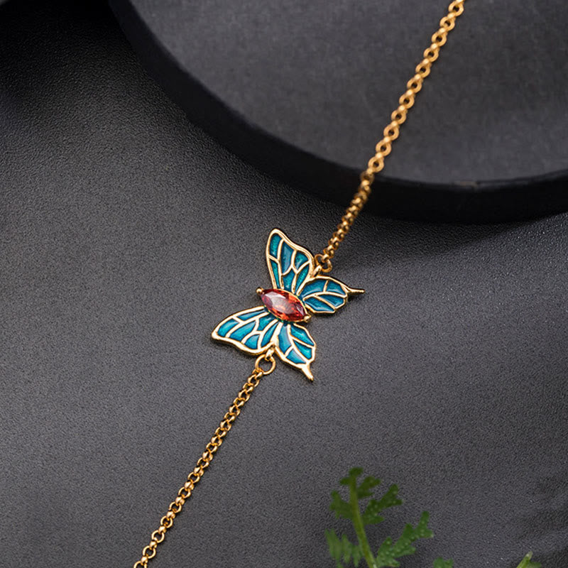 Wear FengShui 925 Sterling Silver Butterfly Zircon Love Chain Bracelet