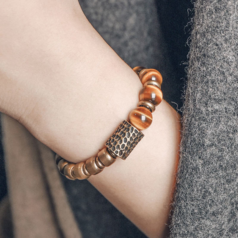 Wear FengShui Tiger Eye Stone Copper Protection Bracelet
