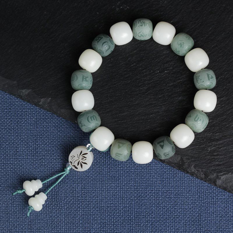 Wear FengShui White Bodhi Six True Words Protection Bracelet