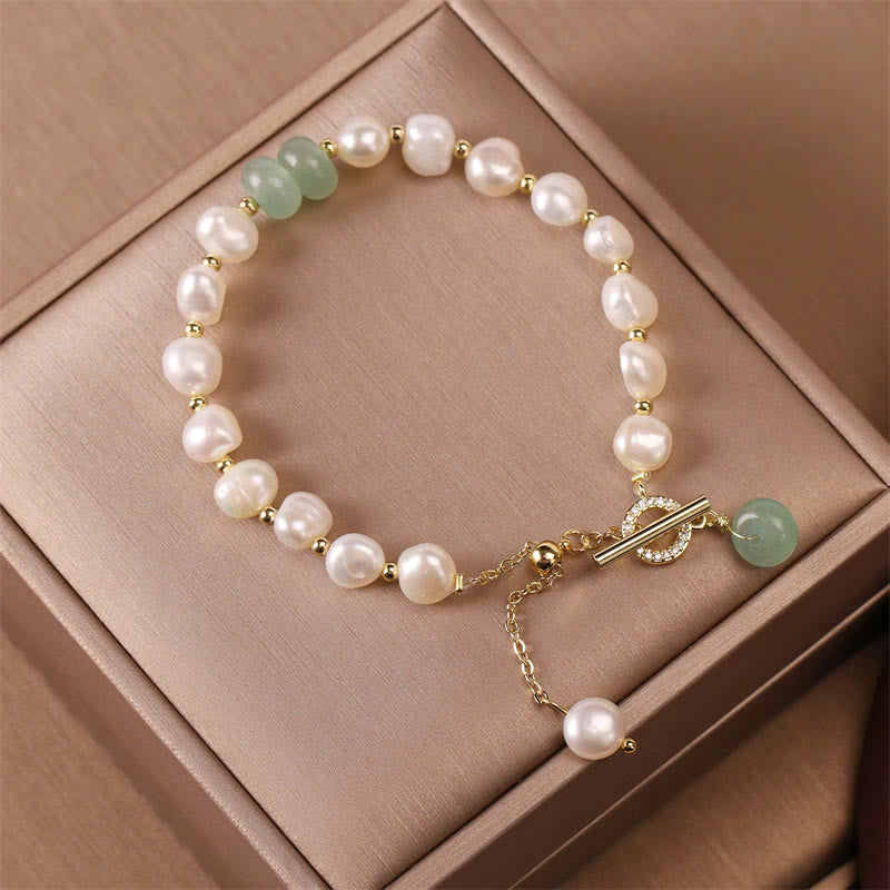 Wear FengShui Pearl Green Strawberry Quartz Bead Healing Chain Bracelet