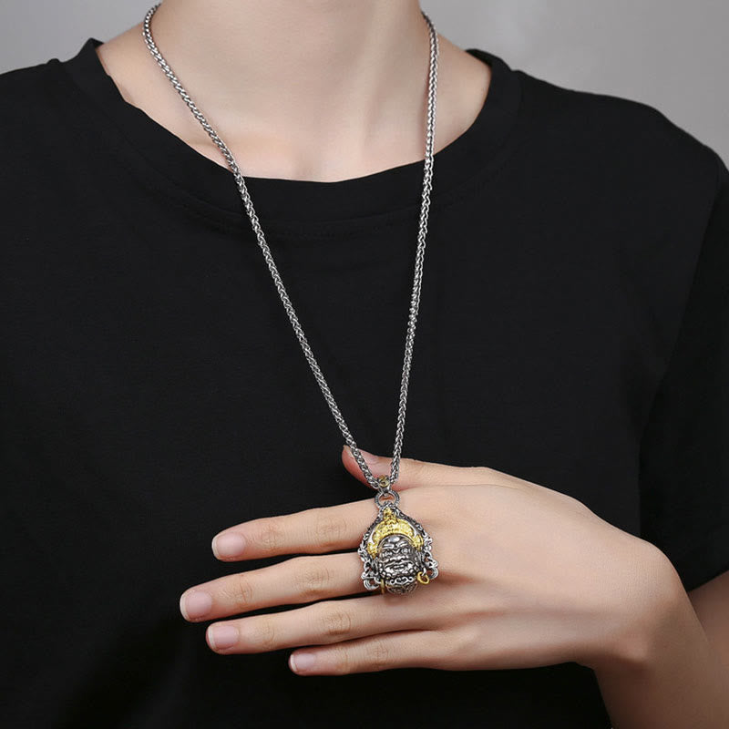 Wear FengShui Yellow God of Wealth Amulet Copper Luck Necklace Pendant