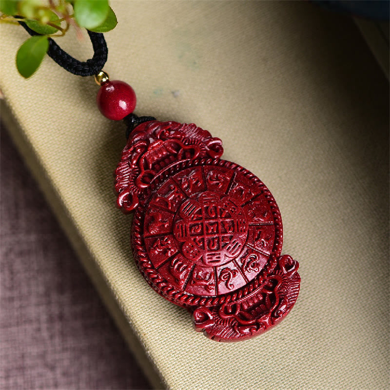 Wear FengShui Laughing Buddha Yin Yang Chinese Zodiac Gourd Natural Cinnabar Blessing Necklace Pendant