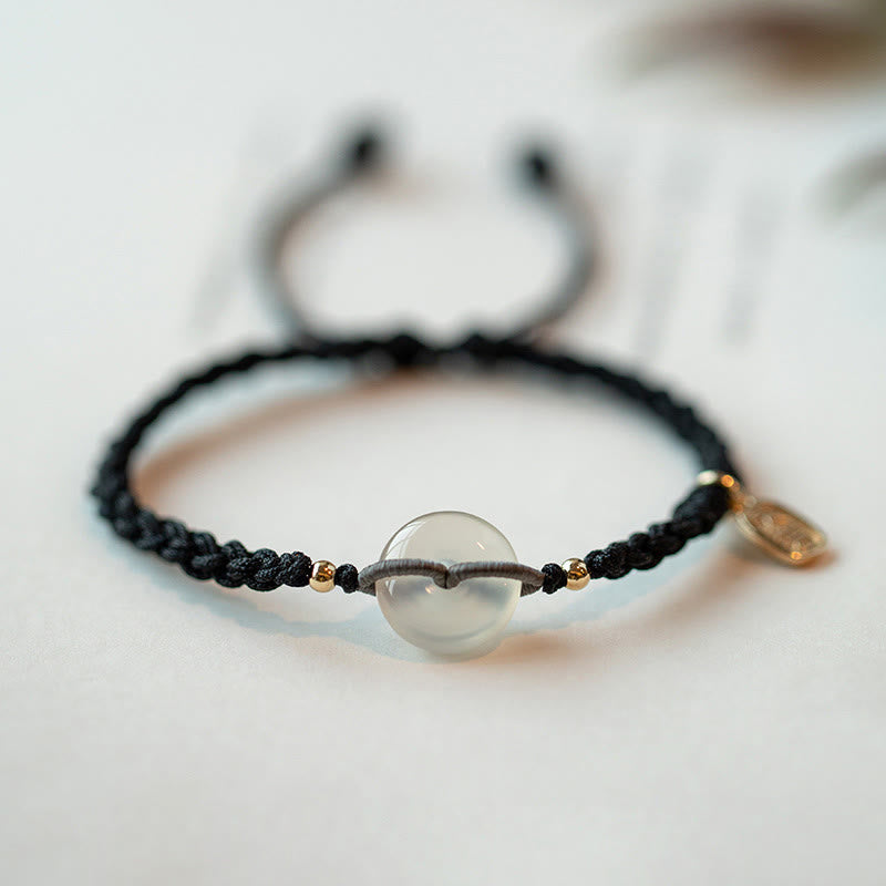 Wear FengShui Chalcedony Round Peace Buckle Positive String Bracelet