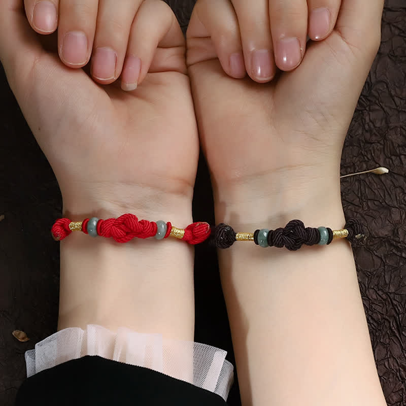 Wear FengShui Red String Jade Luck Fortune Knot Braided String Bracelet