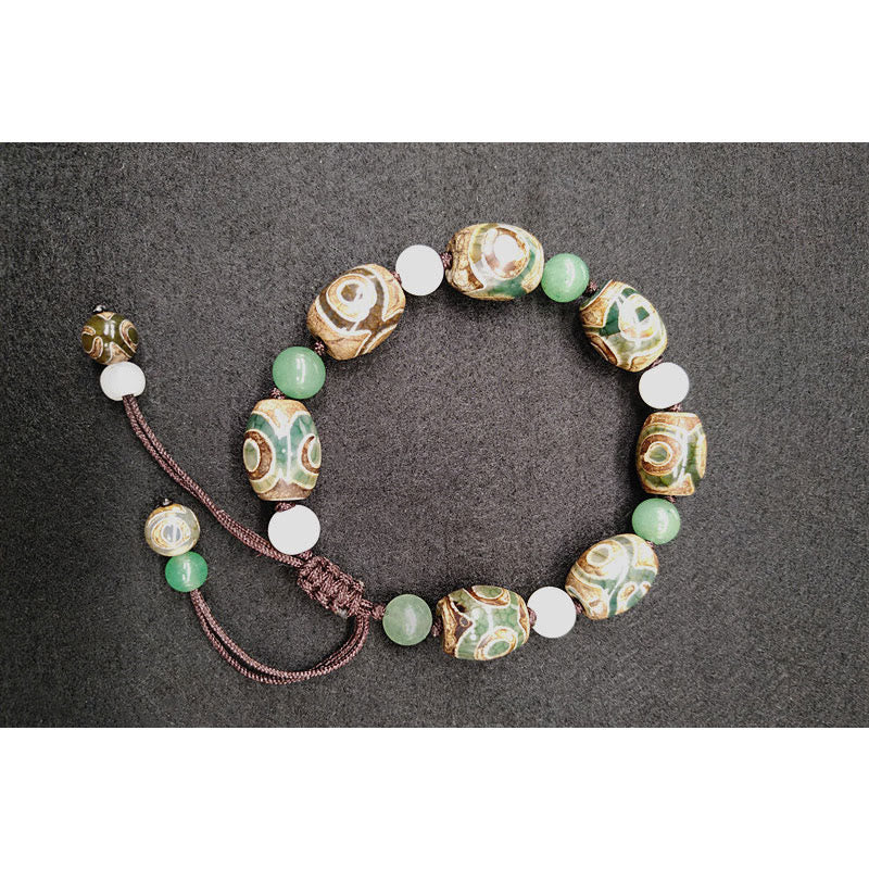 Wear FengShui Tibetan Three-eyed Dzi Bead Luck Protection Braided Bracelet