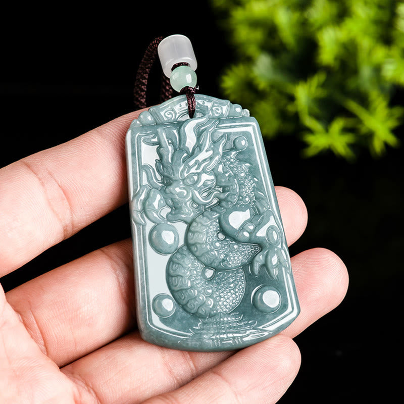 Wear FengShui Year Of The Dragon Chinese Zodiac Dragon Travels The World Jade Strength Necklace Pendant