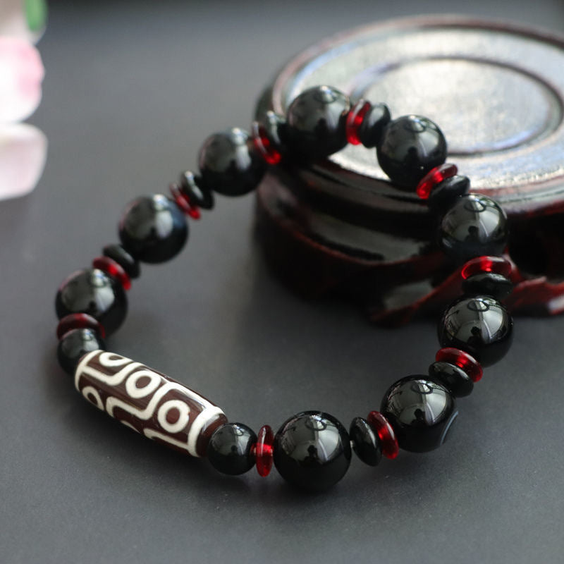 Wear FengShui Black Onyx Nine-Eye Dzi Bead Wealth Protection Bracelet