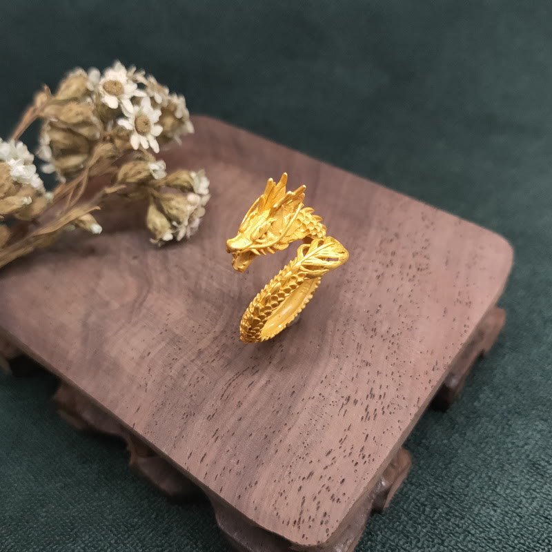 Wear FengShui Golden Dragon Success Strength Ring
