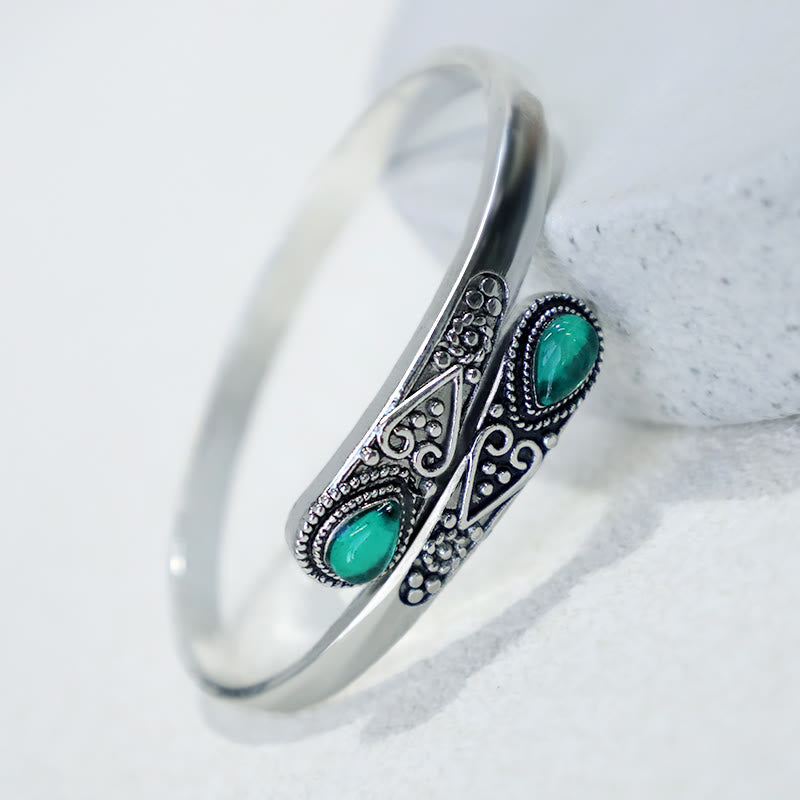 Wear FengShui Zircon Water Drop Pattern Healing Cuff Bracelet Bangle