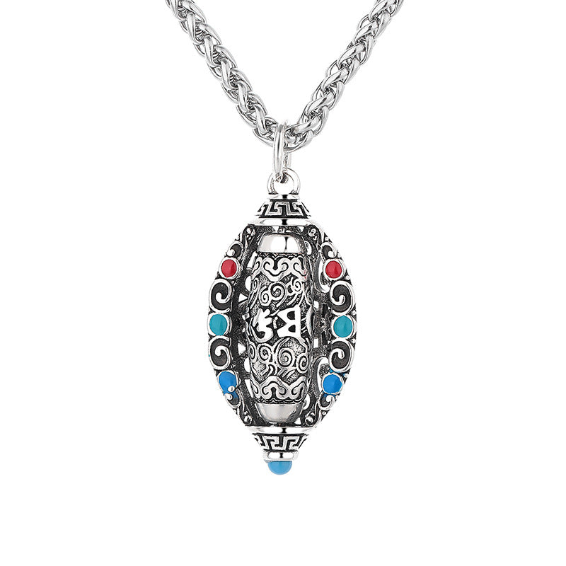 Wear FengShui Tibetan Om Mani Padme Hum Purity Rotatable Necklace Pendant