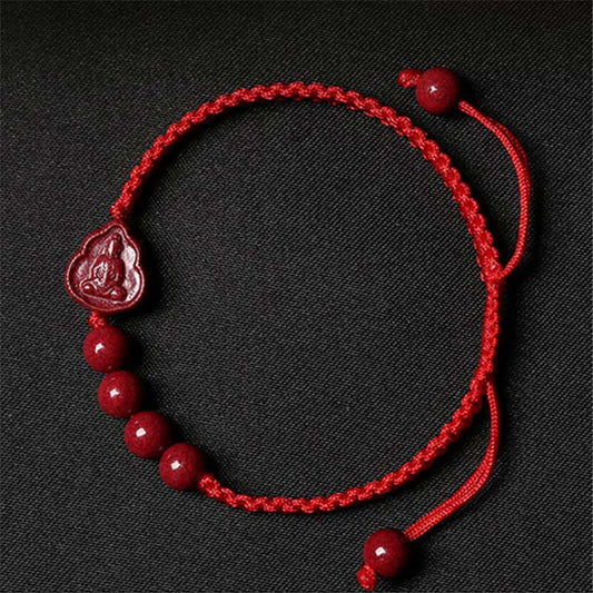 Wear FengShui Laughing Buddha Avalokitesvara Cinnabar Blessing String Bracelet