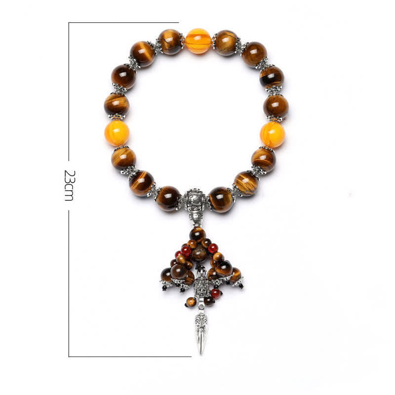 Wear FengShui Natural Tiger Eye Red Agate Dragon Vein Agate Stone Vajra Dorje Power Healing Bracelet Car Decoration