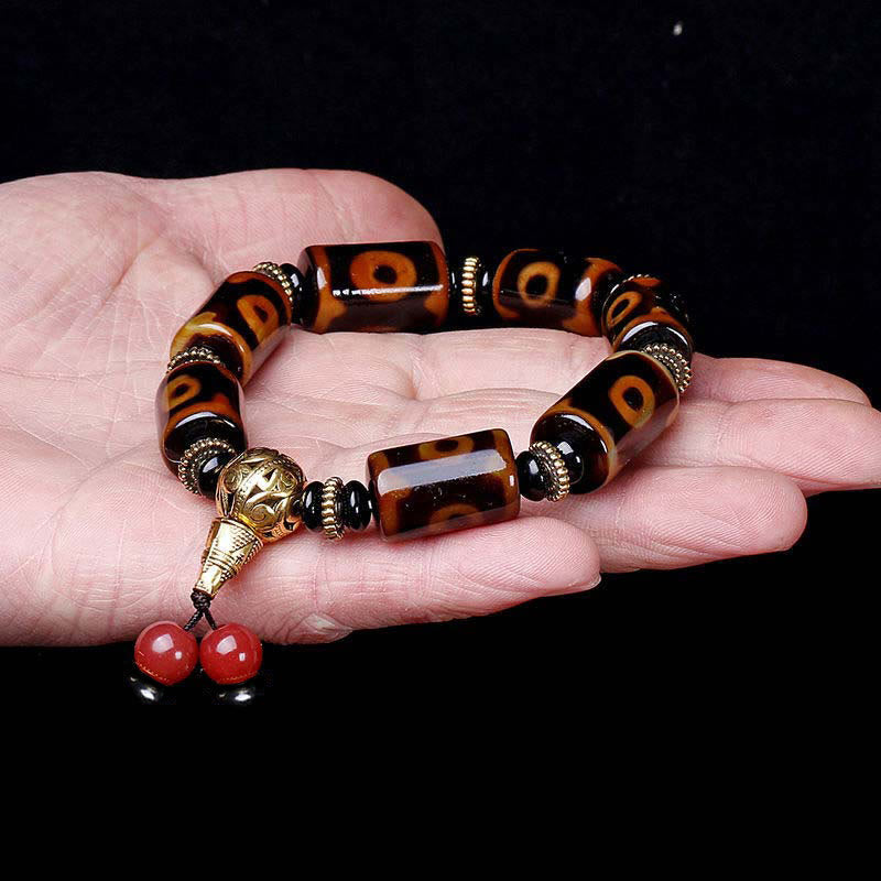 Wear FengShui Tibetan Nine-Eye Dzi Bead Fortune Charm Bracelet