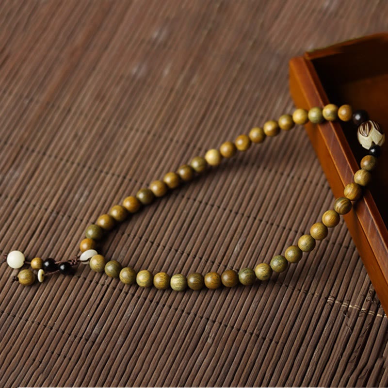 Wear FengShui Green Sandalwood Bodhi Seed Lotus Soothing Double Wrap Bracelet