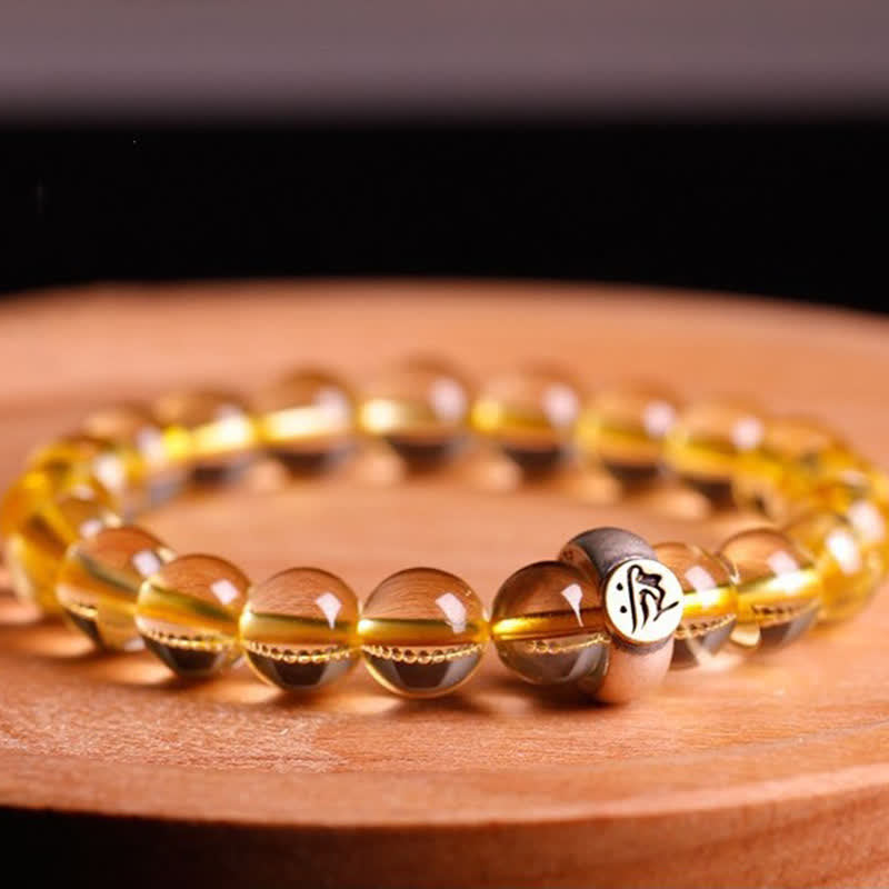Wear FengShui 925 Sterling Silver Chinese Zodiac Natal Buddha Citrine Protection Bracelet