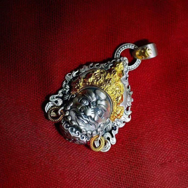 Wear FengShui Yellow God of Wealth Amulet Copper Luck Necklace Pendant
