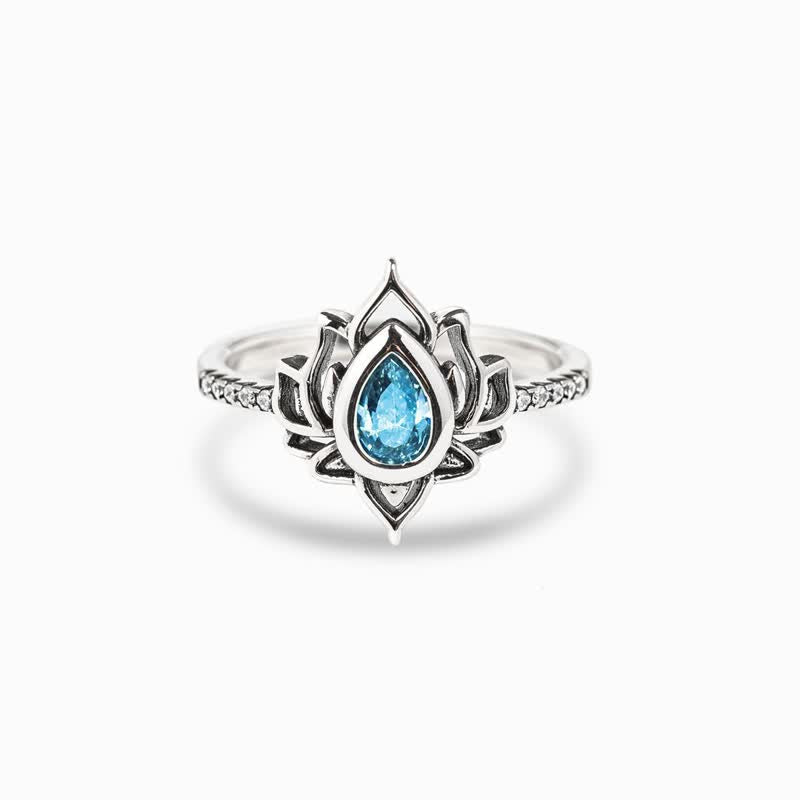 Wear FengShui Sterling Silver Lotus Zircon Blessing Protection Ring