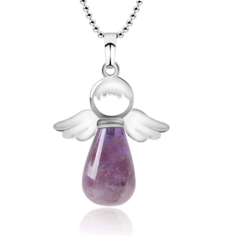 Wear FengShui Little Angel Wings Natural Crystal Luck Necklace Pendant