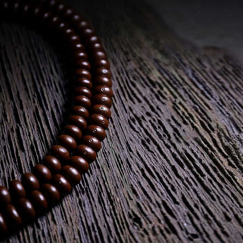 Wear FengShui Natural Tibet 108 Mala Beads Purple Bodhi Seed Three-eyed Dzi Bead Copper Dorje Harmony Bracelet