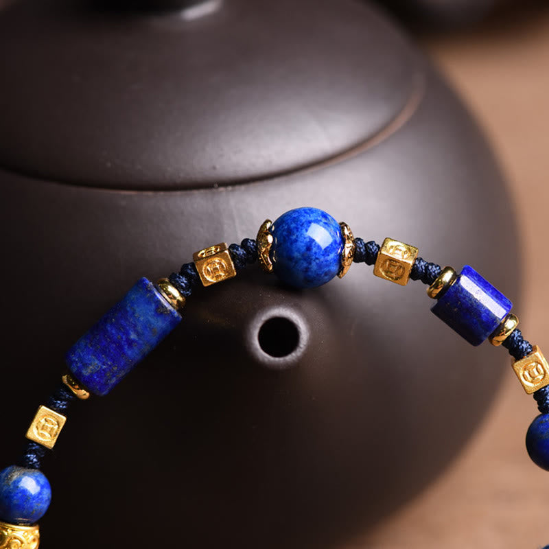 Wear FengShui Handmade Natural Lazurite Bead Positive Rope Bracelet