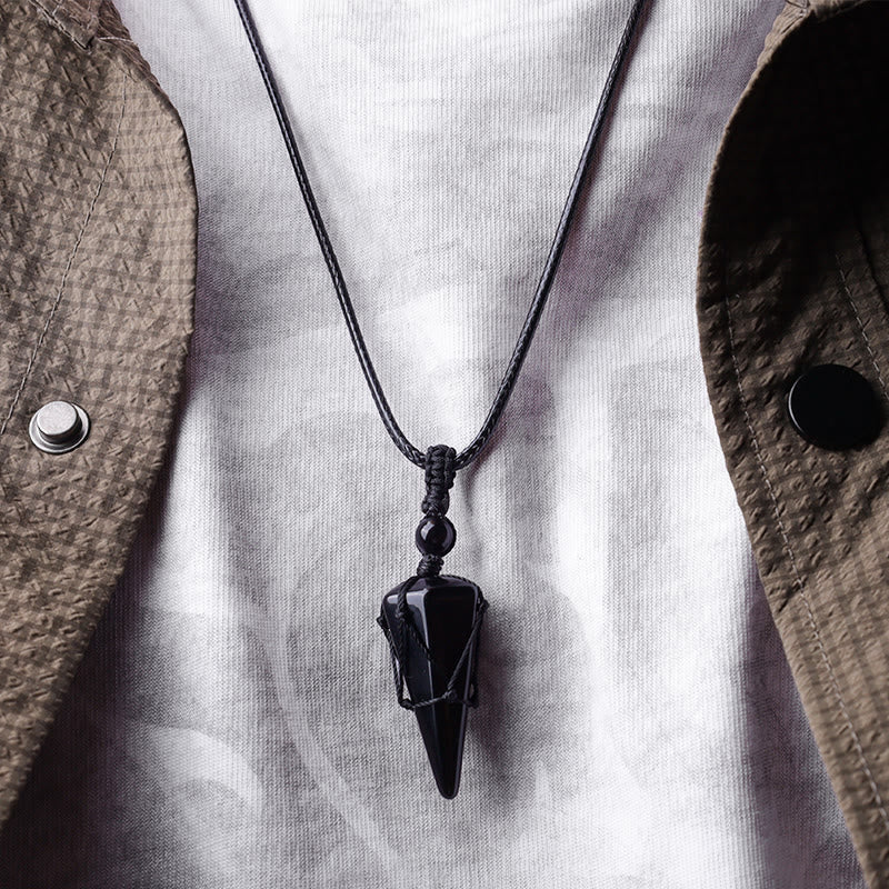 Wear FengShui Natural Stone Pointed Pendant Necklace