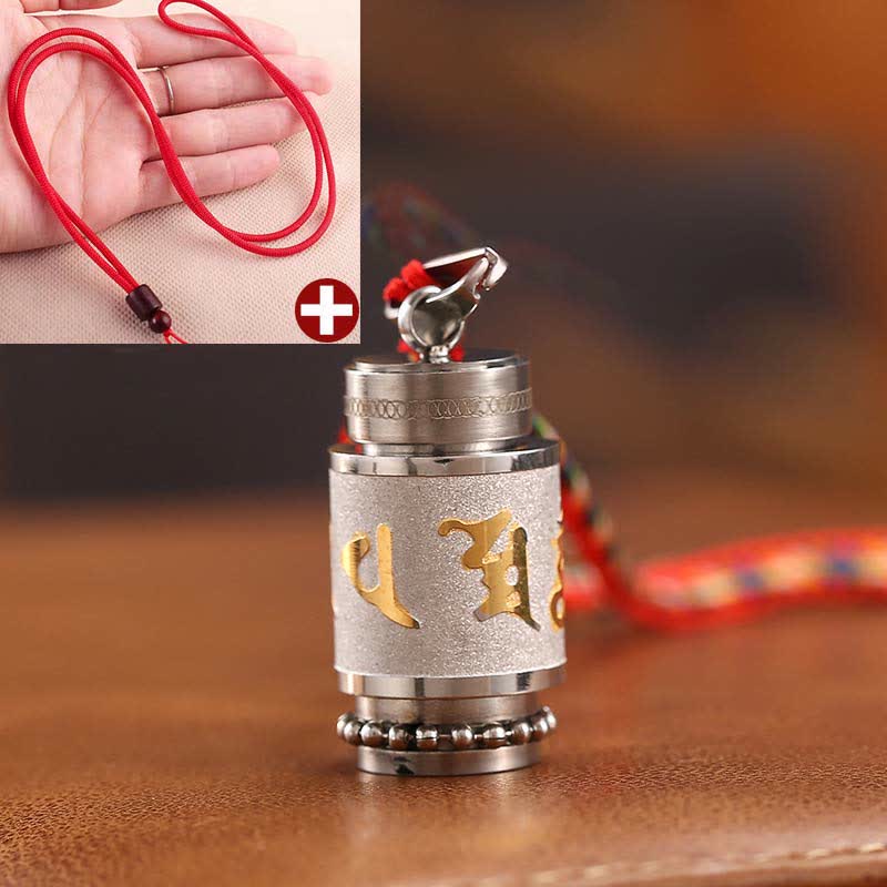 Wear FengShui Tibet Om Mani Padme Hum Shurangama Mantra Titanium Steel Wisdom Amulet Necklace Pendant